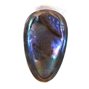 Bold Vintage Natural Blackfoot Rainbow Abalone Sterling Silver Statement Ring